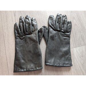 Vintage Black Leather Gloves 7.5 Unisex Style 8517 Fleece Lined